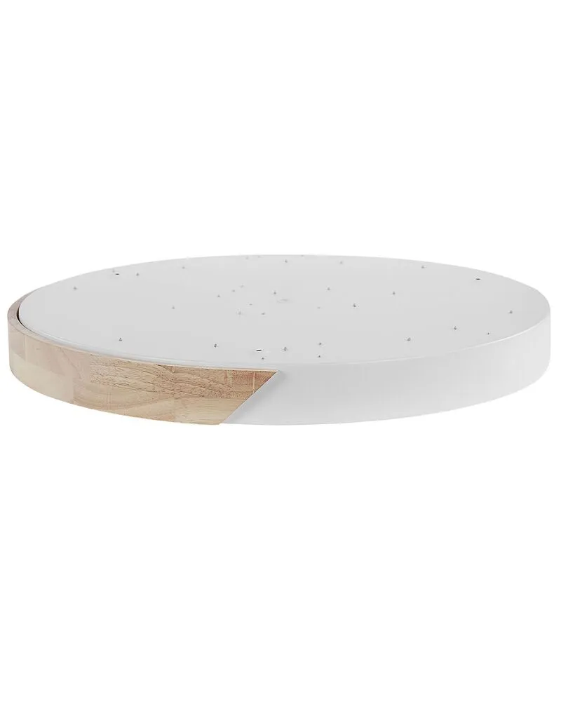 Plafonnier en métal LED ⌀ 51 cm blanc et bois évident PATTANI Éclairage chaud 2700K