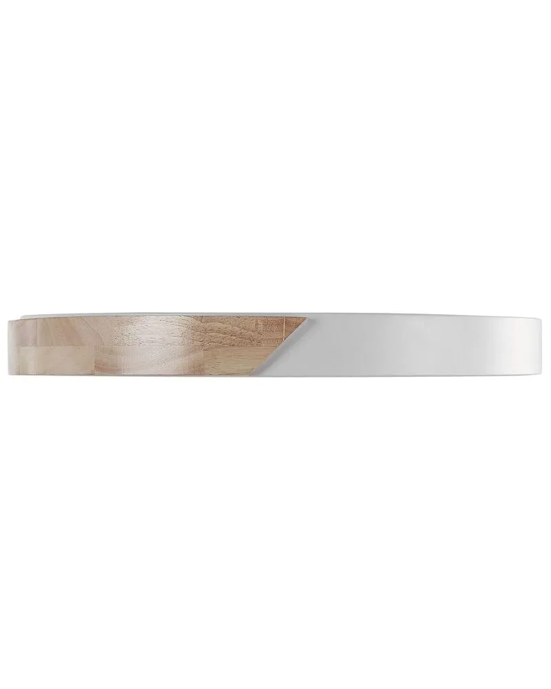 Plafonnier en métal LED ⌀ 51 cm blanc et bois évident PATTANI Éclairage chaud 2700K