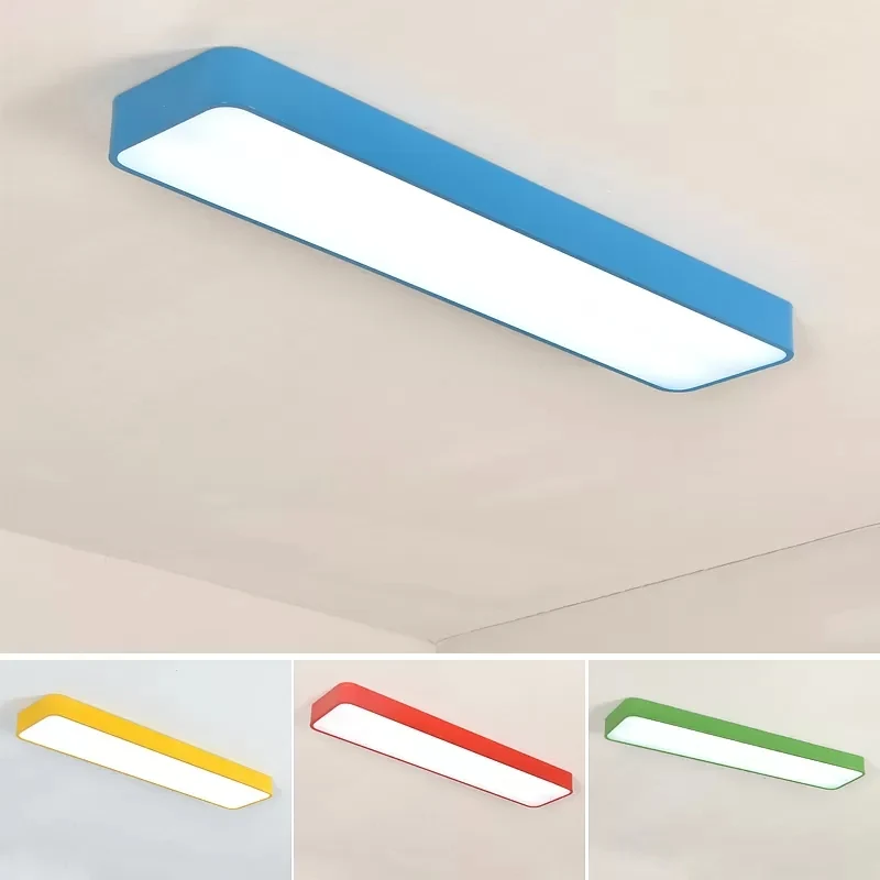 Rot/Gelb/Blau/Grün, rechteckige Unterputzleuchte, actuel LED-Deckenleuchte aus Acryl und Metall mit warmem/weißem Licht fü...