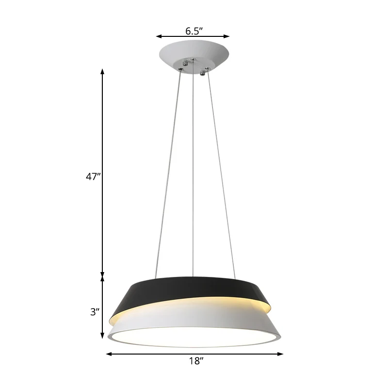 Schwarzer Kegel-Pendelleuchtensatz, contemporain Acryl-LED-Deckenleuchte zum Aufhängen warmem/weißem Licht