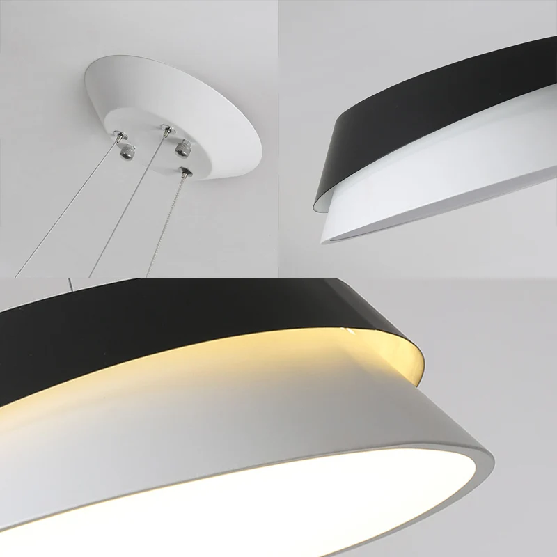 Schwarzer Kegel-Pendelleuchtensatz, contemporain Acryl-LED-Deckenleuchte zum Aufhängen warmem/weißem Licht