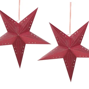 Set 2 LED Hanging Glitter Stars 60 cm Red MOTTI