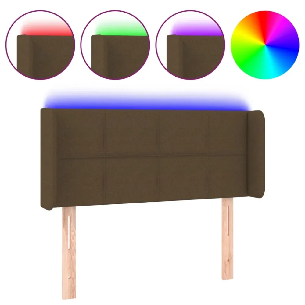 Tête de lit accessoire couchage chambre à coucher meuble à LED 93 x 16 x 78/88 cm tissu marron ténébreux TDL0200774