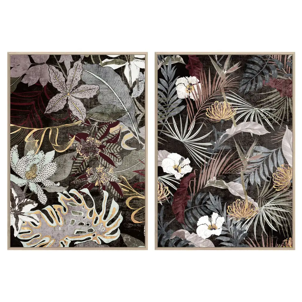 Scellant hydrofuge Lot de 2 Cadres Muraux Feuilles Tropicales Home Decor (83 x 4,5 x 123