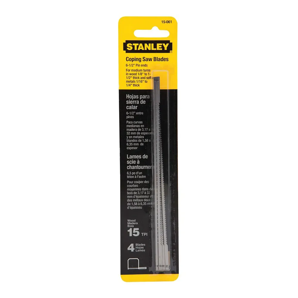 Lames de scie à chantourner de 6 1/2 po à 15 dents par pouce, paquet de 4