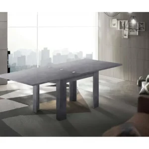 Table extensible Otto, Console auxiliaire de cuisine, Table extensible, 100% Made Italy, 90x90h75 cm, Ardoise