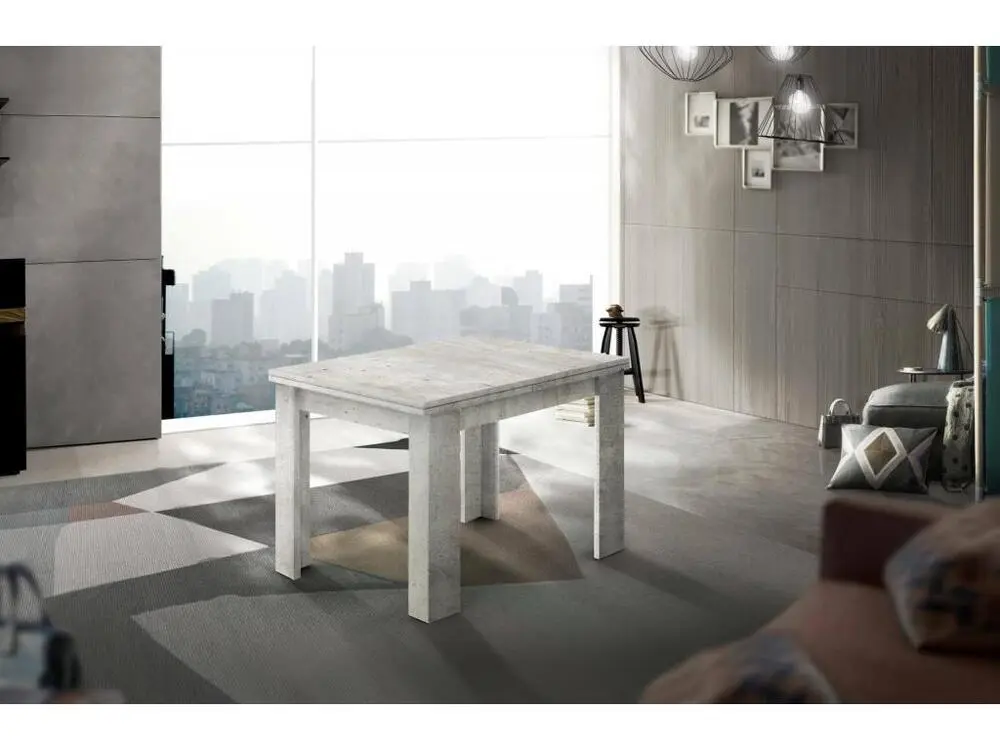 Table à rallonge Dlirol, Console de cuisine auxiliaire, Table extensible, 100% Made Italy, cm 90x90h75, Ciment