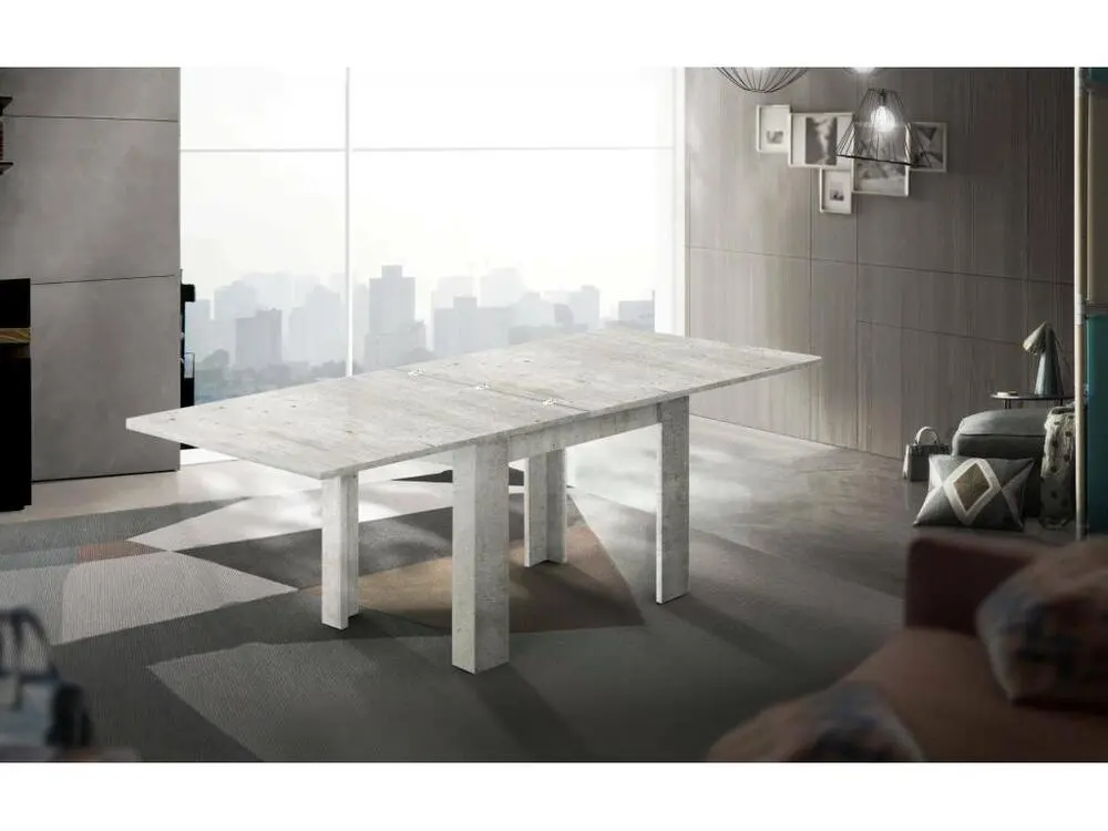 Table à rallonge Dlirol, Console de cuisine auxiliaire, Table extensible, 100% Made Italy, cm 90x90h75, Ciment