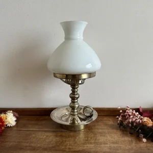 Éco-Énergétique Lampe socle rat de cave en métal et opaline