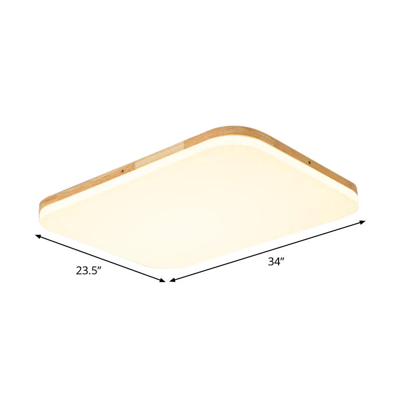 Éco-Énergétique Plafonnier rectangulaire en acrylique Basique, 25.5/34 pouces de Long, Beige, luminaire encastré pour salon