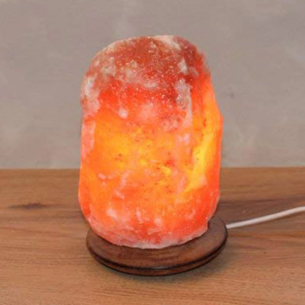 Design Contemporain Lampe de sel rocher, avec socle, 1,5-2 kg, ambre