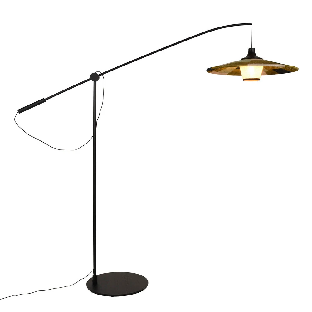 Forestier Parrot lampadaire abat-jour abaca, vert pour intérieur moderne