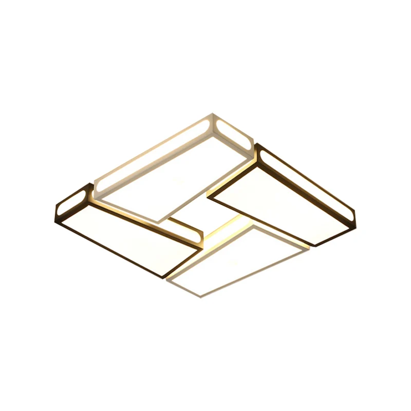 Lampe à poser Plafonnier LED contemporain avec abat-jour en acrylique, luminaire suspendu carré blanc, lumière chaude/blan...