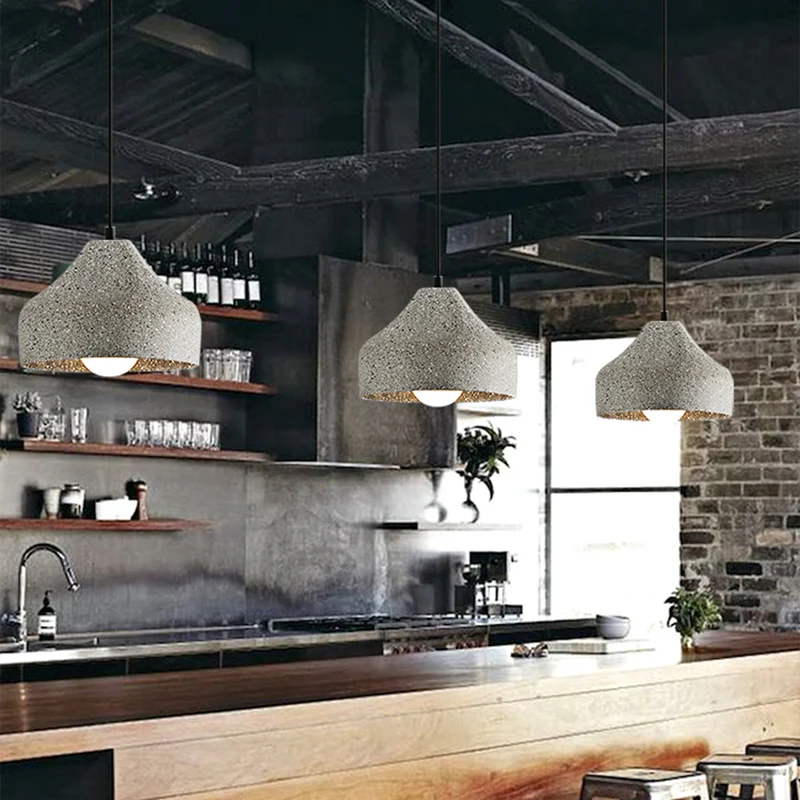 Plafonnier à abat-jour géométrique en ciment, lampe suspendue particulier de Style moderne pour salle à manger