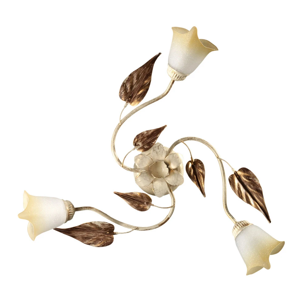 Plafonnier Vanda à trois lampes, ivoire pour intérieur moderne