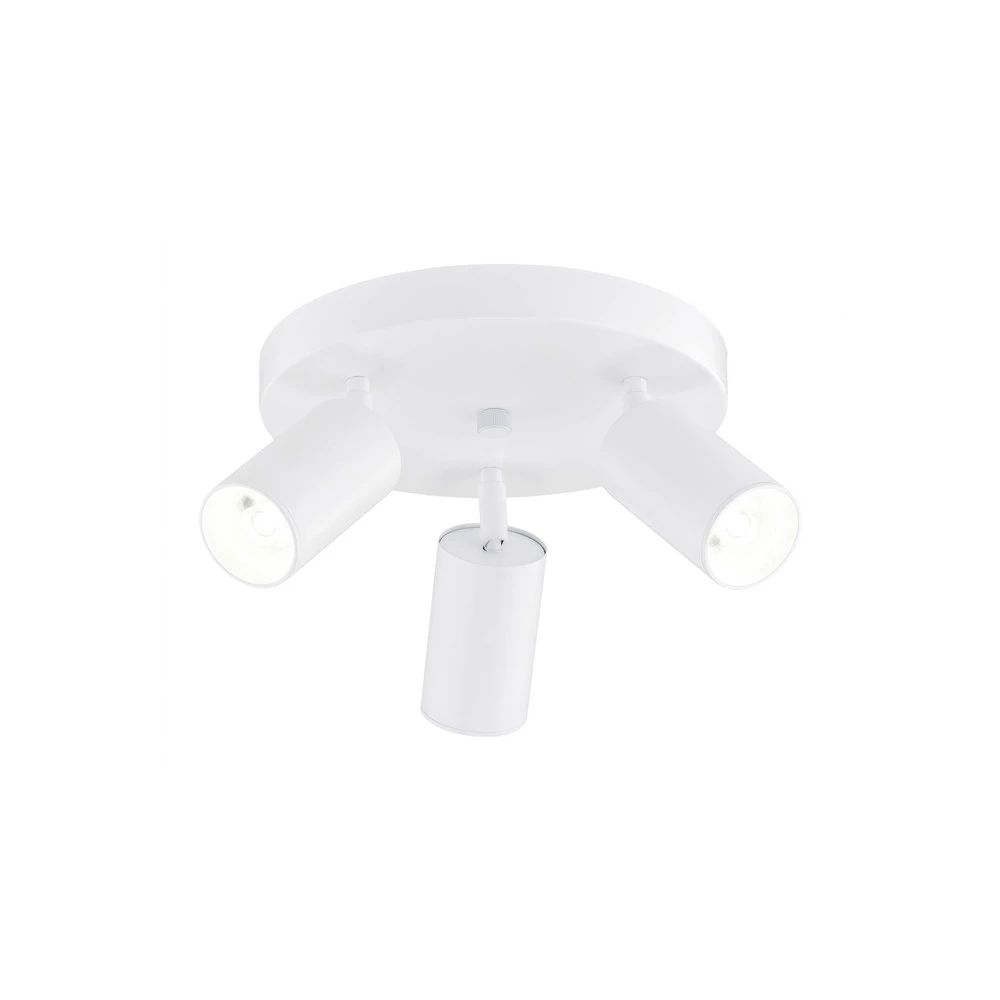 Spot pour plafond Sado, blanc, acier, ajustable, 3 lampes rondes pour éclairage d'ambiance