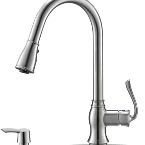 APPASO 198BN Swan-Neck Kitchen Faucet Satiné Nickel Single Handle Soap Dispenser