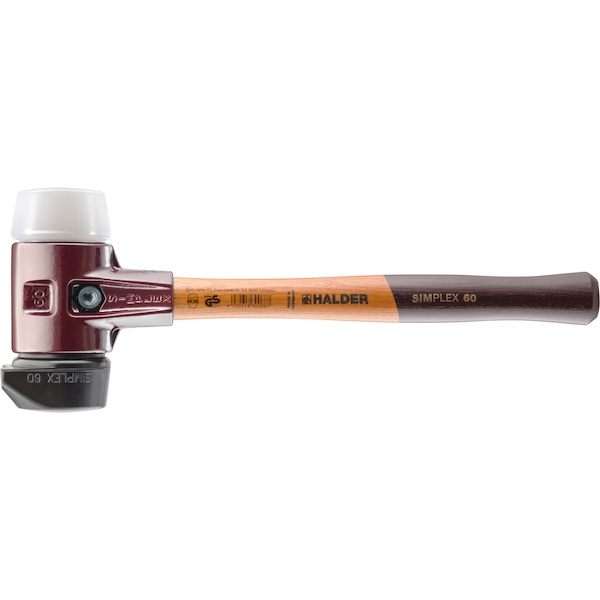 Maillet SIMPLEX caoutchouc charge superplastique avec pied intégré avc manche bois - 1,54 kg - HALDER - Compatible Universel