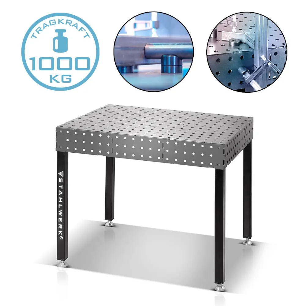 Certifié CE STAHLWERK Table de soudage 3D WT-100 3D ST avec capacité de charge de 1 000 kg, système de trous D16 et plan d...