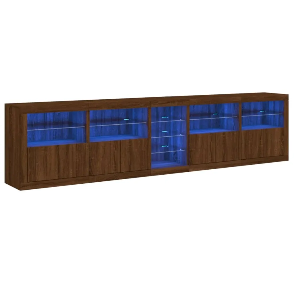 Buffet bahut commode armoire meuble de rangement organisateur cuisine salle de séjour salon avec lumières LED 283 x 37 x 6...
