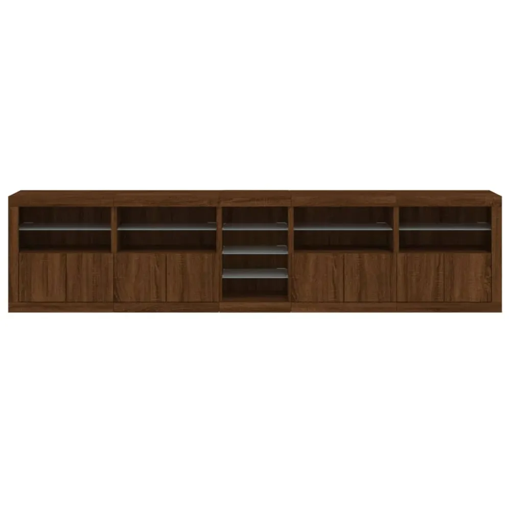 Buffet bahut commode armoire meuble de rangement organisateur cuisine salle de séjour salon avec lumières LED 283 x 37 x 6...