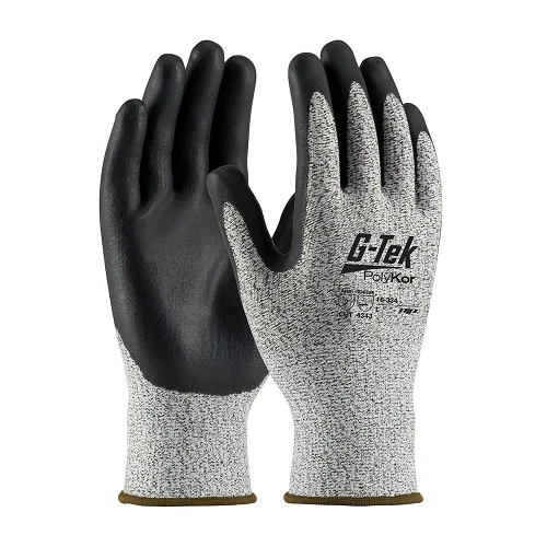 G-Tek 16-334L Blended Glove Nitrile Coated Foam Grip on Palm & Fingers Naturel Knit PolyKor