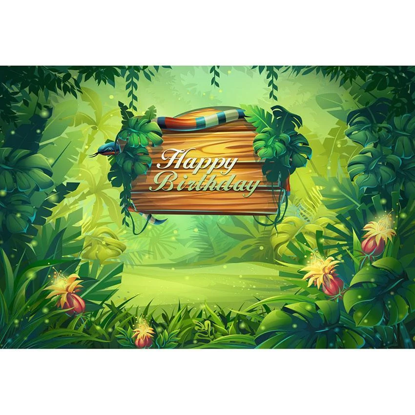 Toile de fond d'anniversaire de jungle pour la Fondation de fête G-701
