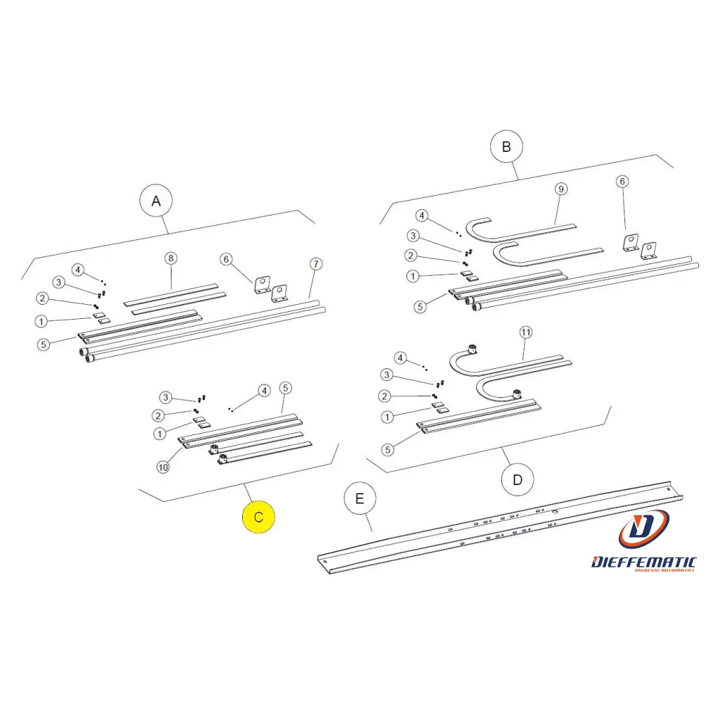 112529/3 Kit Accessori 3 Bracci Dritti Doppio Motore Basique Bazer Ricambio