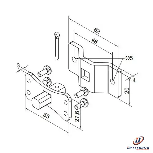 Supporto Perno Quadro 10 Mm + Staffa Nice 625.10012/Ax Automazione Automatismi
