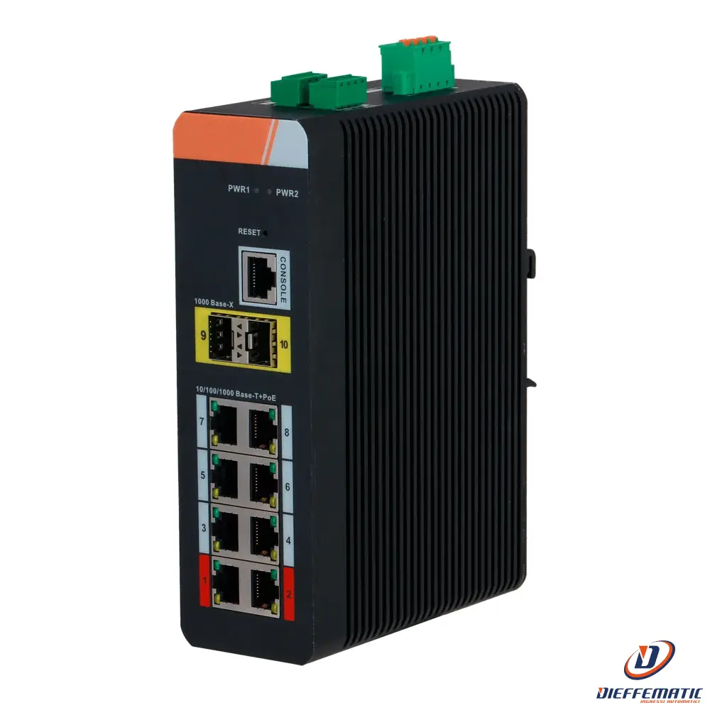 X-security XS-SWI1008HIPOE-MGF-120-DIN Switch PoE su Guida DIN
