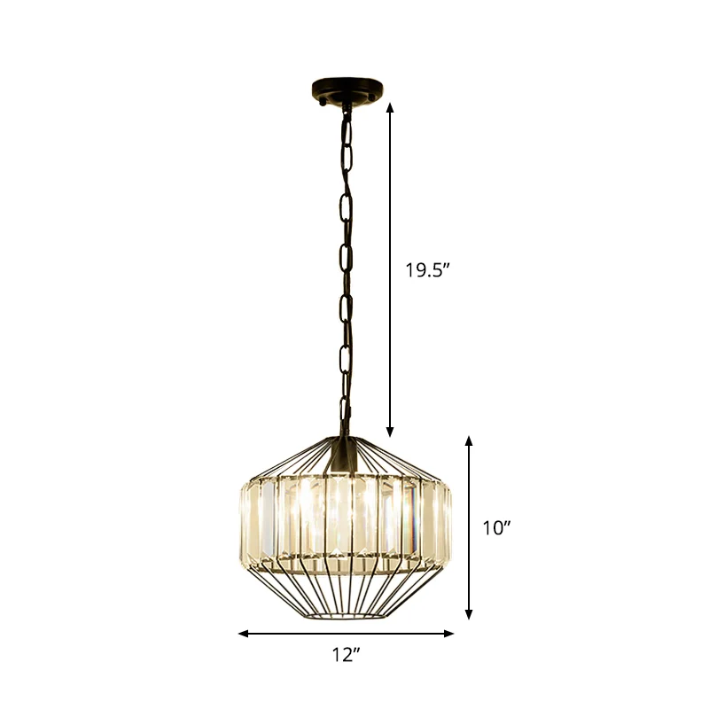 Bloc de cristal géométrique suspendu éclairage novateur 1 tête lampe à suspension de plafond noir - Installation Facile