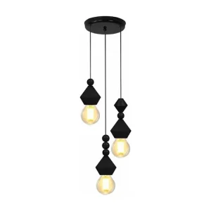 BOULIER - Lustre cylindrique bois noir Design minimaliste