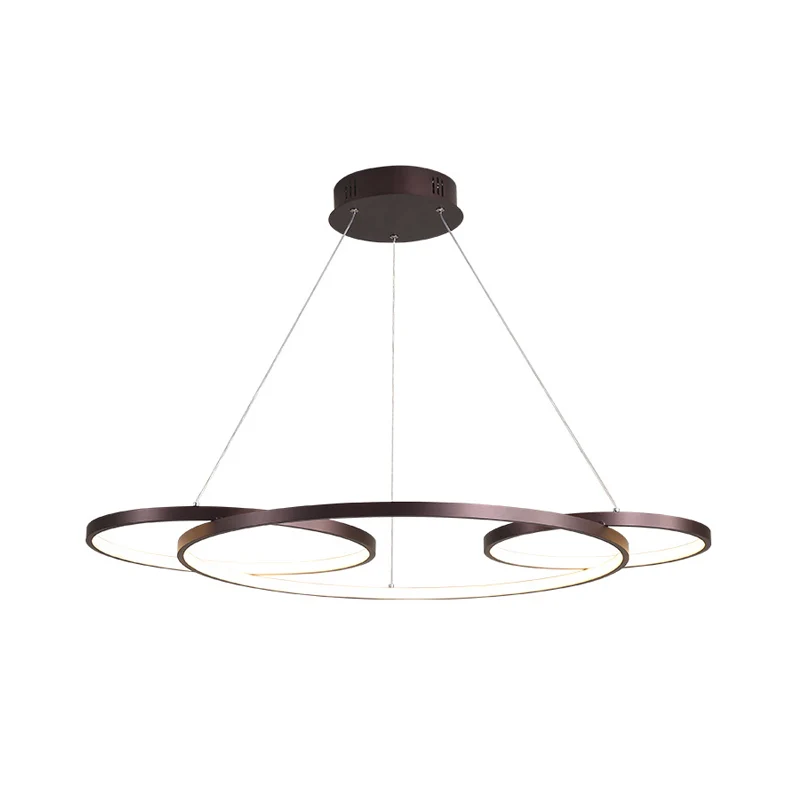 Café 3 anneaux suspendus lustre minimalisme métal LED lampe à Suspension pour salon, lumière chaude/blanche avec diffuseur...