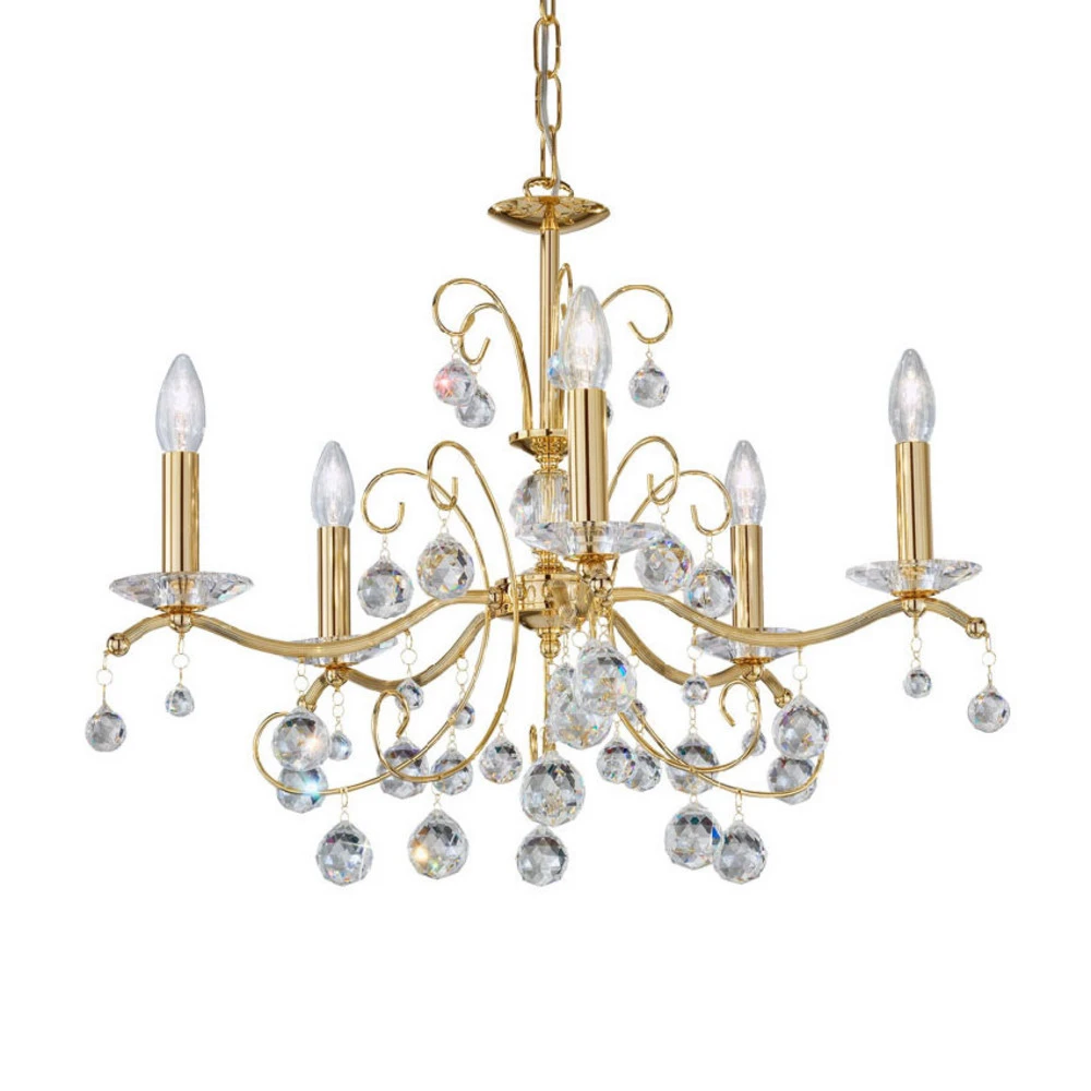 Éclairage LED Haute Luminosité Austrolux Lustre Carmen II, verre, doré, 65 cm