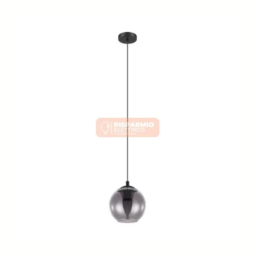 Éclairage LED Haute Luminosité EGLO ARISCANI LAMPADA SOSPENSIONE Ø20 CM – VETRO FUMÉ TRASPARENTE NERO