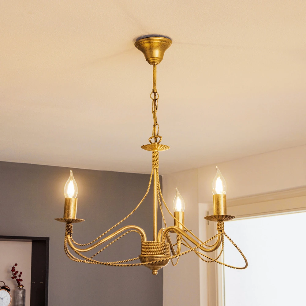 Éclairage LED Haute Luminosité Lustre Tori 3, à 3 lampes, doré