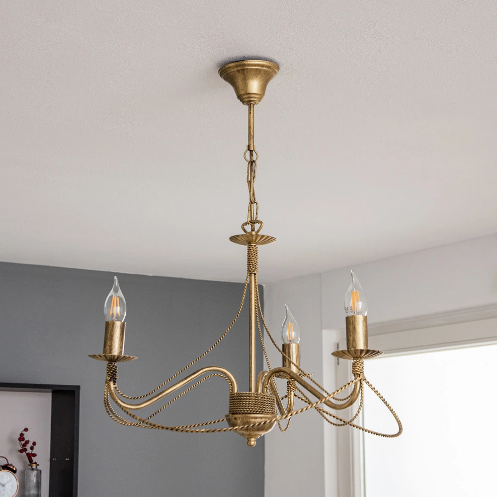 Éclairage LED Haute Luminosité Lustre Tori 3, à 3 lampes, doré