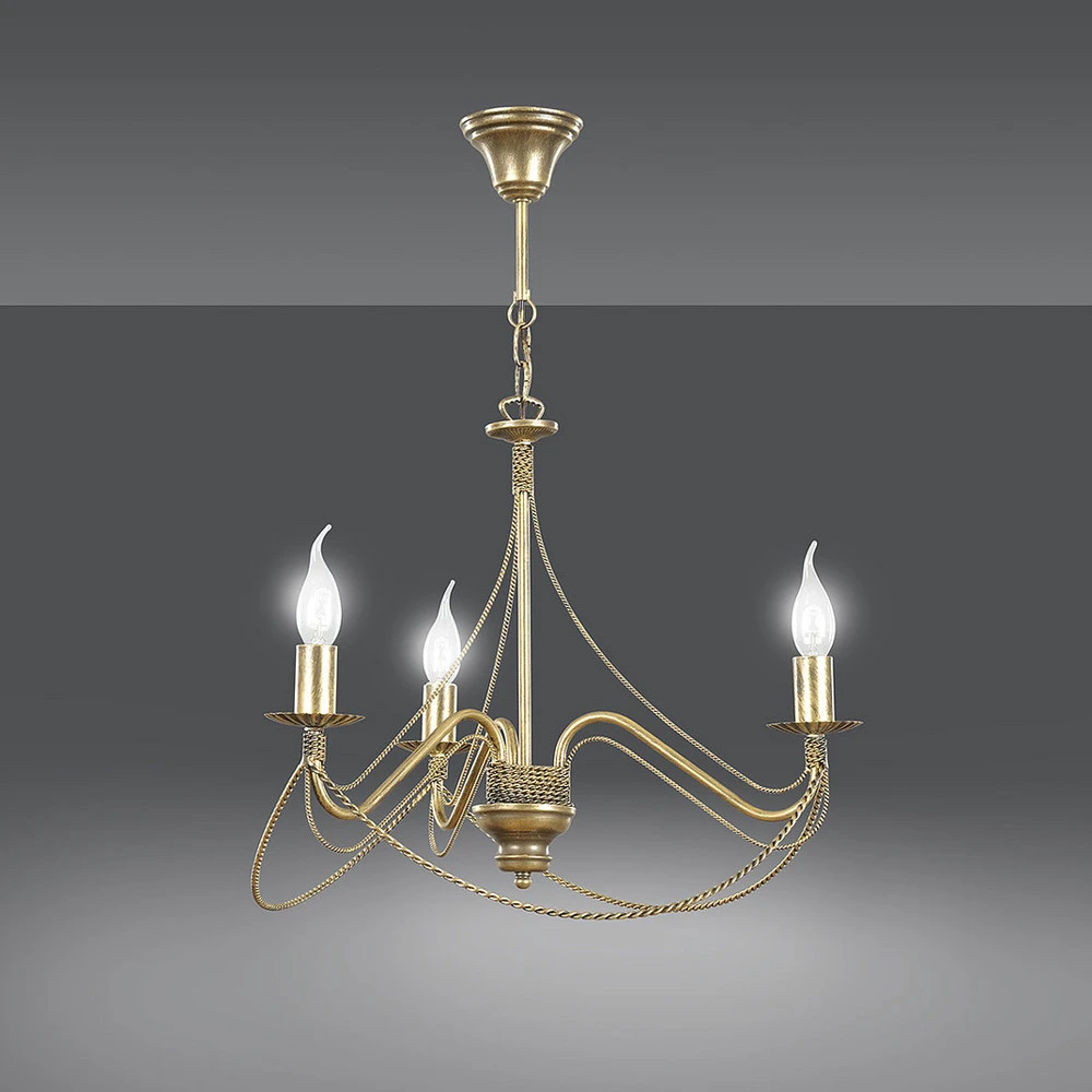 Éclairage LED Haute Luminosité Lustre Tori 3, à 3 lampes, doré