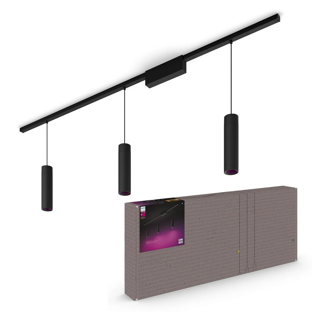 Éclairage LED Haute Luminosité Philips Hue Perifo Rail, 3 suspensions à LED, noir