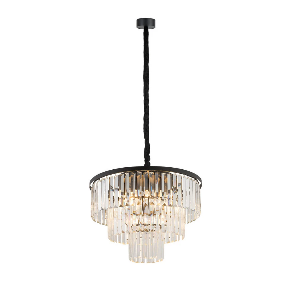 Éclairage LED Haute Luminosité Suspension Cristal, transparent/noir, Ø 56 cm