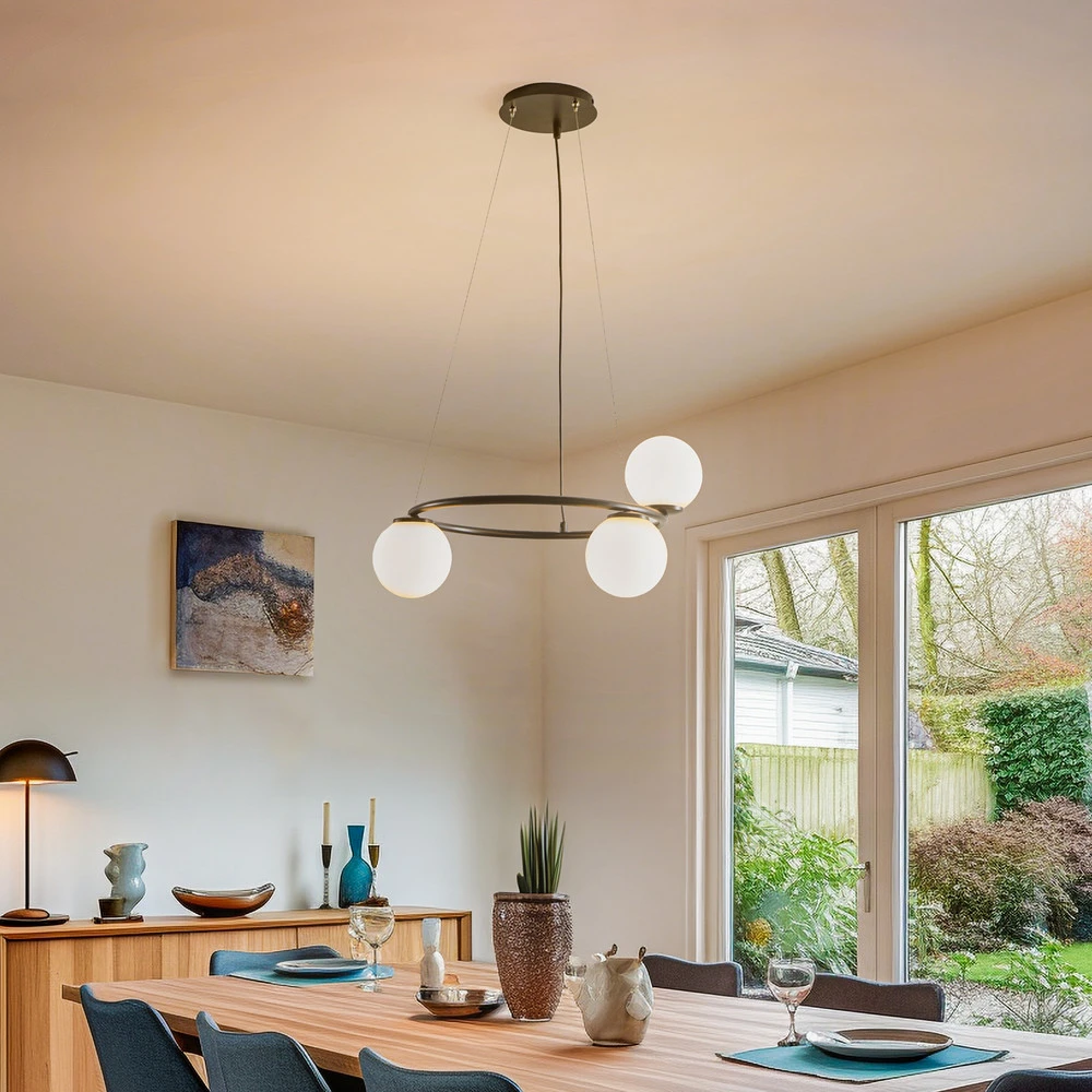 Éclairage LED Haute Luminosité Suspension Gama, à 3 lampes, noire