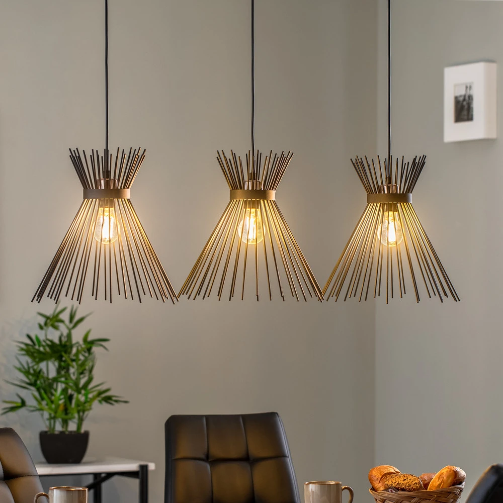 Éclairage LED Haute Luminosité Suspension Kirpi 3088 à 3 lampes linéaire noir
