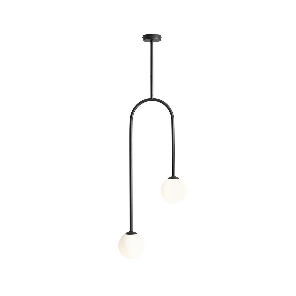 Éclairage LED Haute Luminosité Suspension Nave, noir, métal, verre, à 2 lampes