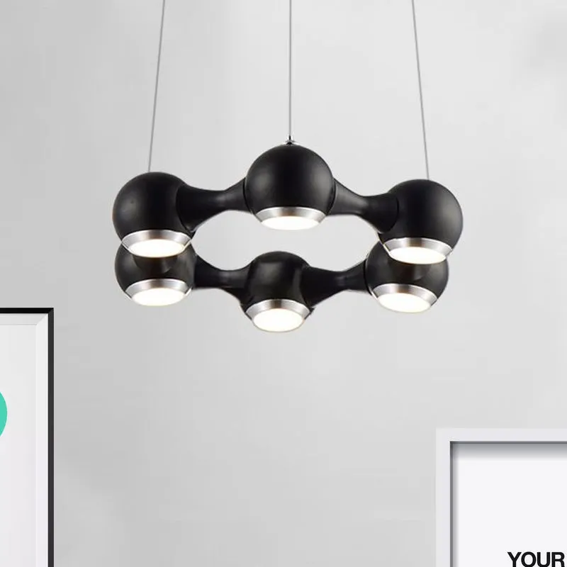 Dôme ombre suspension tendance métal noir/Chrome LED lustre lumière pour salle à manger en blanc chaud/blanc