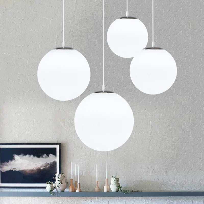 Globe Clothes Shop Luminaire suspendu en verre de style récent, luminaire suspendu en blanc