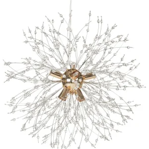 Lampe suspendue avec crystaux diaphane et doré TOROLA | Garantie 2 Ans