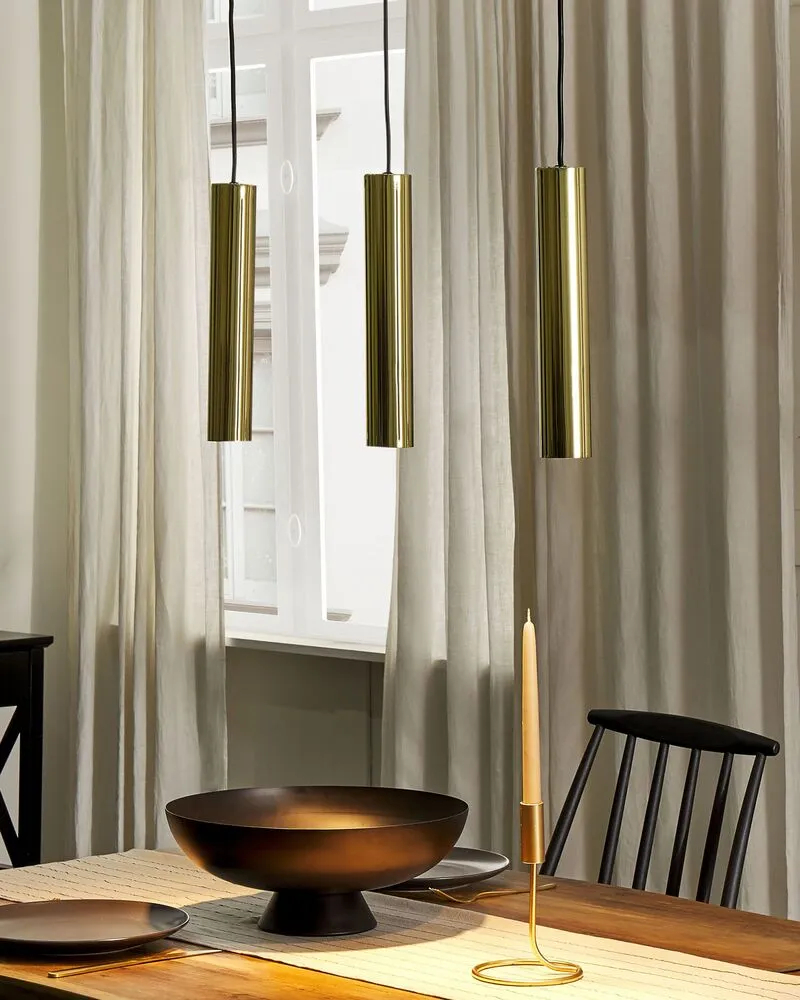 Lampe suspendue à 3 branches cuivre étain BROSNA pour plafonds suspendus