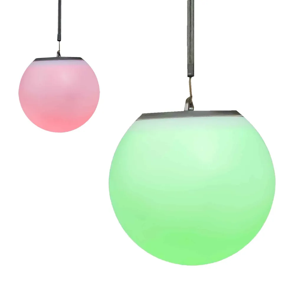 Lampe suspendue solaire en forme de boule à couleurs changeantes, 8'' avec LED intégrée non remplaçable
