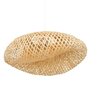 Lampe suspendue, suspension luminaire en bambou/métal coloris naturel - Installation Facile