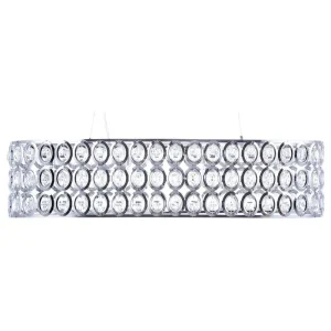 Lampe suspension chromé et cristal TENNA L avec fixation réglable